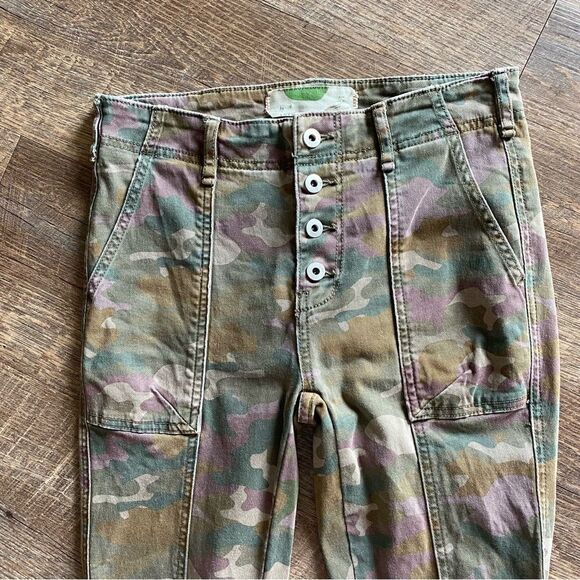 Anthropologie Camo Pants Skinny Jeans Streetwear Boho Button Fly 25 - Picture 5 of 12